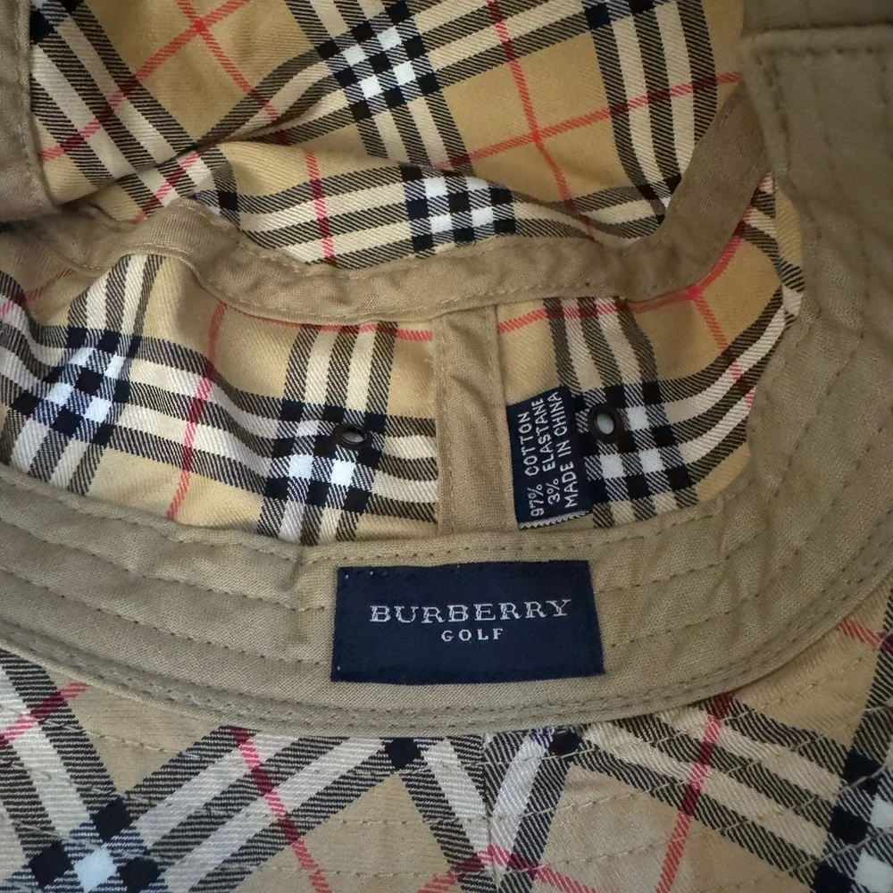 Burberry Tan and Black Check Bucket Hat - Picture 3 of 7